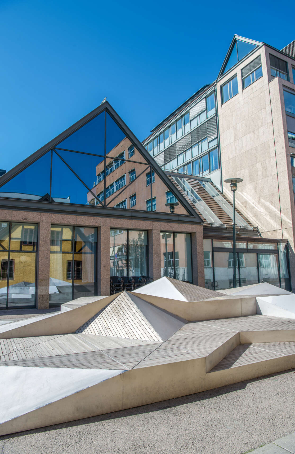 modern geometric architecture at Aker Brygge district, Oslo, Norway